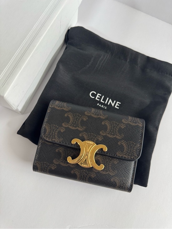 Celine Handbags - Celine Triomphe Canvas Compact Wallet with Coin